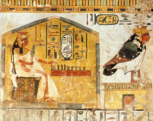 Nefertari spielt Senet, Detail einer Wandmalerei aus dem Grab der Königin Nefertari, Neues Reich