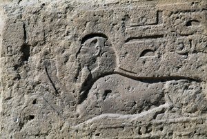 Sphinx, Block mit Relief, Großer Tempel des Amun, Tanis, Ägypten, Neues Reich, Dynastie XIX