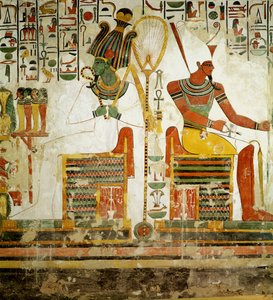 Die Götter Osiris und Atum, aus dem Grab von Nefertari, Neues Reich (Wandmalerei)
