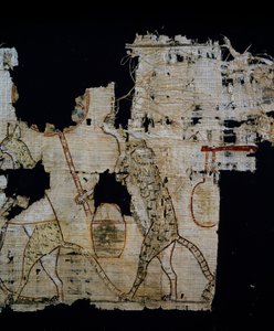Papyrus, der eine satirische Szene darstellt, ca. 1100 v. Chr., aus der Regierungszeit von Ramses IX., Detail, Ägyptische Zivilisation, Neues Reich, Dynastie XX von Egyptian 20th Dynasty