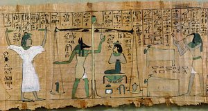 Totenpapyrus von Djedkhonsouefankh, der das Urteil über den Verstorbenen darstellt, Dritte Zwischenzeit