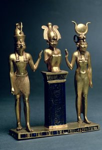 Triade von Osorkon II.: Osiris flankiert von Isis und Horus, Dritte Zwischenzeit, ca. 874-850 v. Chr.