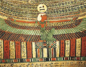 Göttin Nut schützt die falsche Tür zum Jenseits, auf dem Sarkophag von Tashakheper, Theben von Egyptian 26th Dynasty