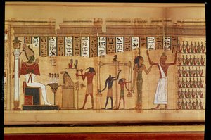 Das Urteil des Osiris, Detail aus einem Totenbuch, Spätzeit (Papyrus)