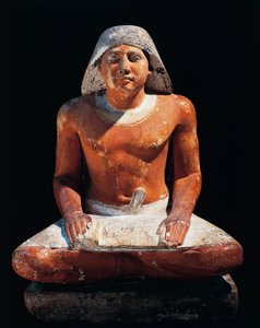 Altes Ägypten: Statue eines sitzenden Schreibers aus der Nekropole von Saqqara, 5. Dynastie, altes Reich