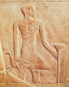 Diener und Vogel, Relief