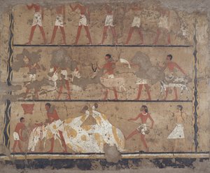 Szenen der Viehzucht, Schlachtung, Träger von Opfergaben und Opfer, Grab von Iti und Neferu