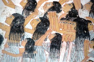 Altes Ägypten, Malerei, Klagende Frauen in der Trauerprozession, Grab von Ramose, Tal der Adligen, Theben von Egyptian Egyptian
