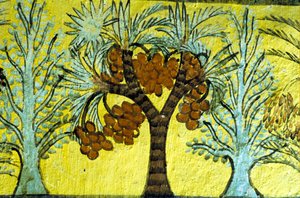 Altes Ägypten, Wandmalerei, Dattelpalmen und Bäume, Grab von Sennedjem, Theben, Deir el Medina von Egyptian Egyptian