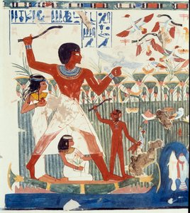 Kunst Ägypten: Vögel jagen. Simile College des Grabes von Nakht, Zeit von Amenophis II (ca. 1450-1425 v. Chr.) Paris, College De France