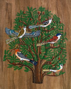 Ägyptische Kunst, ägyptischer Papyrus: Vögel auf einem Baum