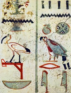 Ägyptische Hieroglyphen von einer Grabwandmalerei