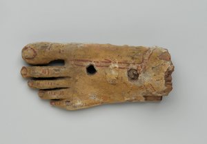 Linker Fuß von einem anthropoiden Sarg, 30 v. Chr.-2. Jahrhundert n. Chr.