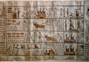Ägyptische Antiquität: die Elysischen Felder. Papyrus eines Totenbuchs. Ptolemäische Zeit. Turin, Ägyptisches Museum von Egyptian Ptolemaic Period