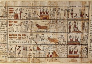 Ägyptische Antiquitäten: die Elysischen Felder. Malerei auf Papyrus aus dem Totenbuch. Ptolemäische Zeit. Ägyptisches Museum, Turin von Egyptian Ptolemaic Period