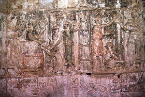 Relief, das Handwerker zeigt, die ihre Arbeit im Grab von Petosiris anbieten, ca. 300 v. Chr.