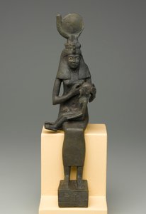 Sitzende Statuette der Isis mit Horus (Bronze) von Egyptian Ptolemaic Period