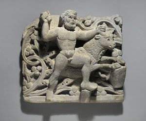 Herakles schmiedet Acheloos in Form eines Stiers, aus Oxyrhynchus, ca. 300-500