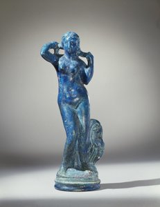 Statuette der Aphrodite Anadyomene (blaue Fayence)