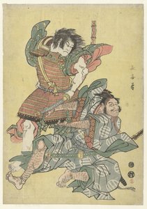 Asahina no Saburo im Kampf mit Soga no Goro von Eishōsai Chōki