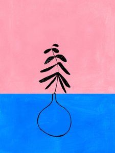 Minimalistische rosa-blaue Pflanze