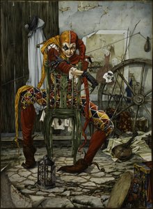 Geheimnisvolle Harlekinfigur