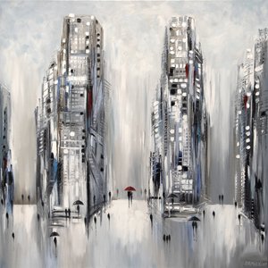 Stadtspaziergang mit rotem Regenschirm von Ekaterina Ermilkina