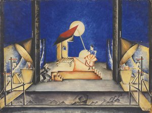 Bühnenbild für die Oper Bastien und Bastienne von W. A. Mozart, 1925 von Ekaterina Petrova Troitskaya