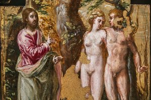 Tragbarer Altar Rückseite: Adam und Eva vor dem Ewigen Vater (Detail)