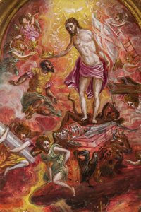 Tragbarer Altar: Zentrales Panel, das eine Allegorie des christlichen Ritters darstellt (Detail) von El Greco