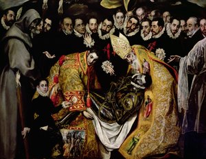 Das Begräbnis des Grafen Orgaz, aus einer Legende von 1323 (Detail) von El Greco