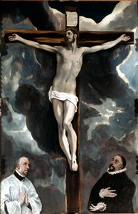 Christus am Kreuz, verehrt von zwei Stiftern von El Greco