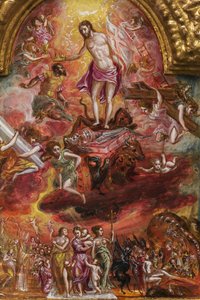 Tragbarer Altar: Zentrales Panel, das eine Allegorie des christlichen Ritters darstellt (Detail)