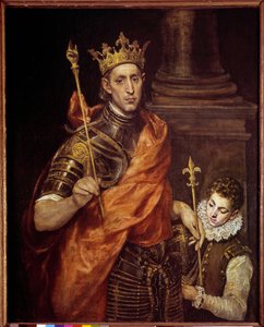 Porträt von Saint Louis (Louis IX) mit einem Pagen (1214-1270). Gemälde von Domenikos Theotokopoulos genannt El Greco von El Greco