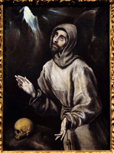 Heiliger Franz von Assisi empfängt die Stigmata. Gemälde von El Greco, 1595