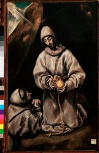 Heiliger Franz von Assisi und Bruder Leon meditieren über den Tod, ca. 1600