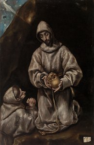 Heiliger Franziskus und Bruder Leo meditieren über den Tod