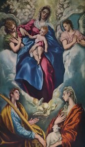 Madonna mit Kind und den Heiligen Martina und Agnes, 1597-1599 von El Greco
