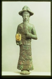 Elamitischer Gott mit goldener Hand aus Susa, Südwestiran, ca. 1800-1700 v. Chr. (Bronze und Gold)