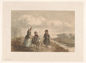 Drei kleine Kinder in einer Landschaft