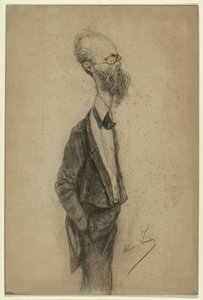 Karikaturporträt des Malers Willem Johannes Oppenoorth von Elchanon Verveer