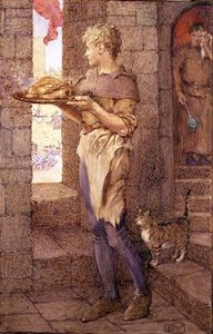 "So unterzog sich Gareth für Ruhm dem rußigen Joch der Küchenknechtschaft" von Eleanor Fortescue Brickdale