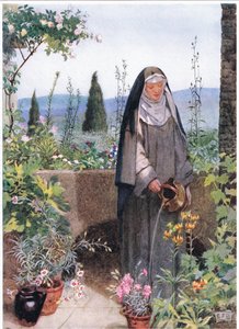 Die heilige Klara im Garten des von ihr gegründeten Klosters von Eleanor Fortescue Brickdale