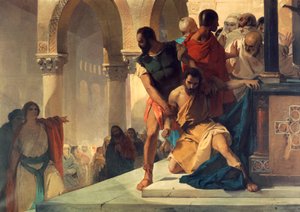 Fazio wird aus dem Tempel der Hagia Sophia in Konstantinopel gezerrt von Eleuterio Pagliano