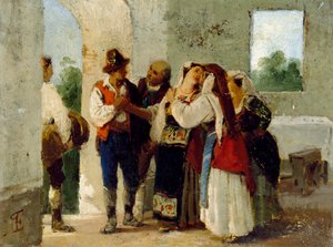 Bauer verlässt das Elternhaus, um in einem anderen Dorf zu heiraten von Eleuterio Pagliano