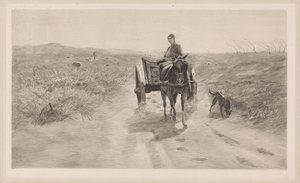 Landschaft mit Pferdewagen