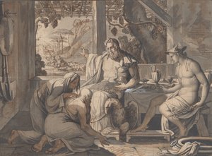 Jupiter und Merkur offenbaren sich Philemon und Baucis, 1809 von Elie Honore Montagny