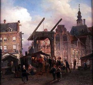 Stadt und Zugbrücke