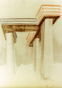 Entwurfszeichnung für das vorgeschlagene Wolkenbügel-Gebäude von El Lissitzky von Eliezer Markowich Lissitzky