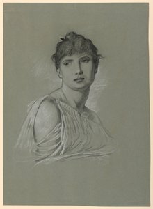 Zeichnung, Porträtskizze einer jungen Frau, ca. 1885 von Elihu Vedder